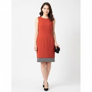 Anne Klein NWOT Vibrant Red Orange Lined Zip Back Sleeveless Dress